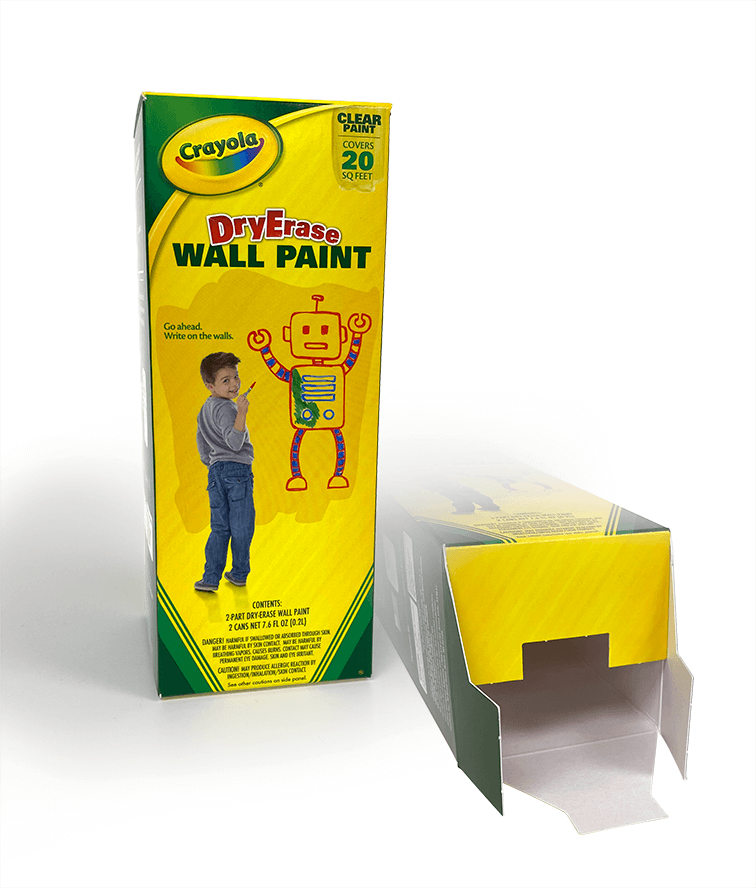 A 1-2-3 bottom folding carton for Crayola.