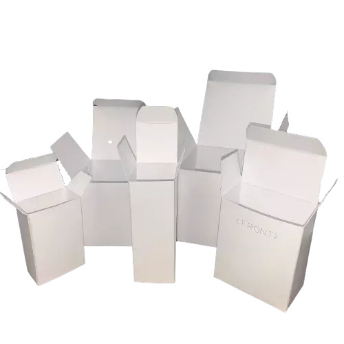 A collage of blank folding cartons.